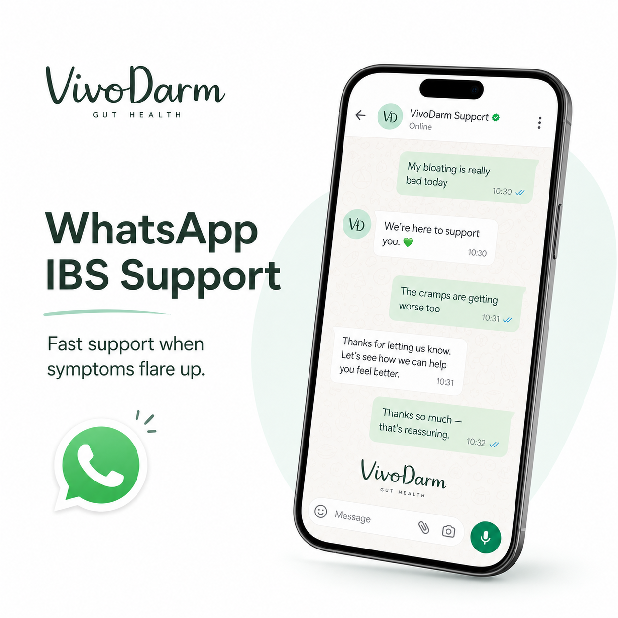 Your personal IBS Coach — right on WhatsApp